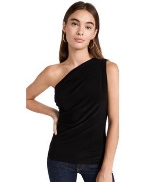 Norma Kamali One Shoulder Peasant Top - Black