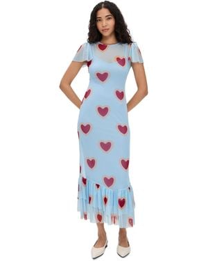 Never Fully Dressed Katie Heart Mesh Dress - Blue