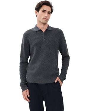 Greyson Saratoga Waffle Stitch Sweater Polo - Blue