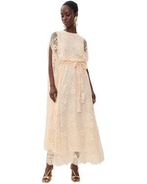 Zimmermann Valiant Lace Caped Maxi Dress - Natural