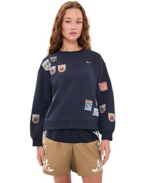 Sea Davis Patchwork Crew Neck Sweatshirt - Blue