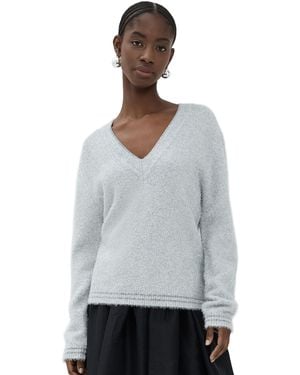 Le Superbe Celestial Knit V Neck Sweater - Gray