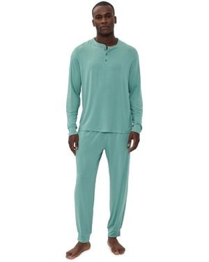 Eberjey Henry Modal Long Pajama Set - Green