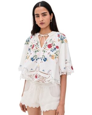 Sea Celia Embroidery Short Sleeve Top - White