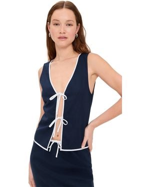 Onia Air Linen Tie Front Tank - Blue