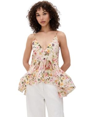Marques'Almeida Printed Chiffon Strappy Top - White