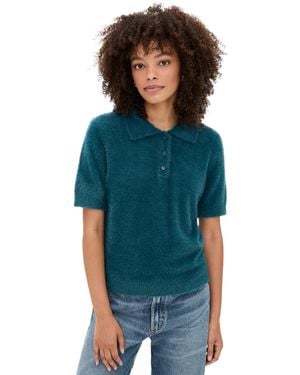 Le Bos Fuzzy Short Sleeve Polo - Blue