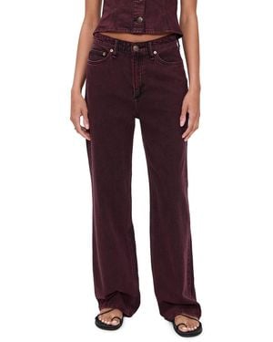 Rag & Bone Featherweight Logan Mid Rise Wide Leg Jeans - Red