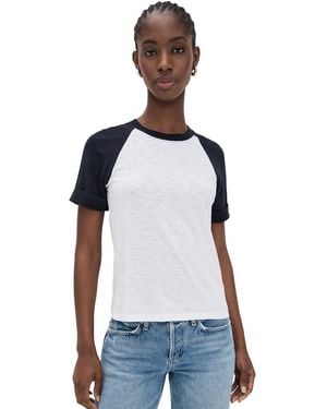 Veronica Beard Short Sleeve Mason Baseball Tee - White