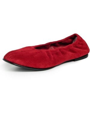 Jonathan Simkhai Danna Soft Elasticized Suede Ballet Flats - Red