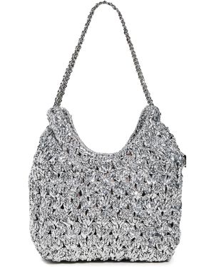 Tory Burch Fleming Woven Mini Hobo Bag - Gray