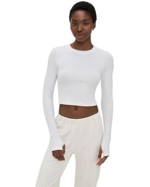 Splits59 Louise Rib Long Sleeve Crop - White