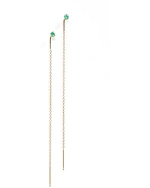 Zoe Chicco 14K Prong Set Emerald Threader Earrings - White