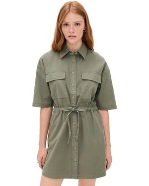 Faherty Utility Twill Mini Shirtdress - Green