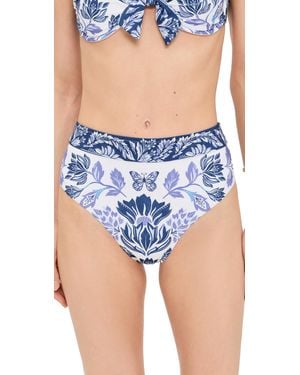 FARM Rio Delicate Tapestry High Waist Bikini Bottoms - Blue