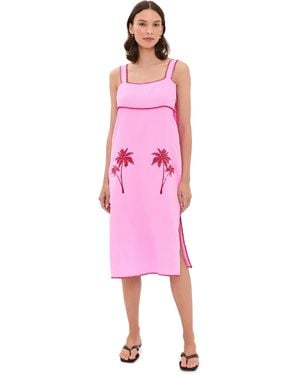 English Factory Tropical Embroidered Midi Dress - Pink