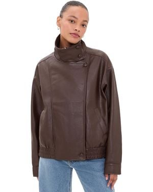 Bailey Rose Funnel Faux Leather Jacket - Brown