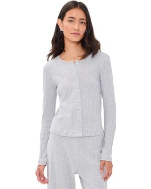 Leset Pointelle Classic Cardigan Ii - White