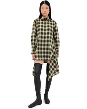 Monse Cascade Front Shirt Dress - Green