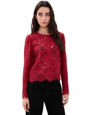 FRAME The Lace Button Down Blouse - Red