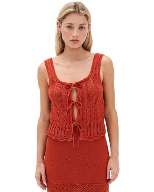 Madewell Pointelle Front Tie Sweater Tank - Red