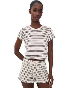 PERFECTWHITETEE Eve Loop Terry Stripe Short Sleeve Shirt - Multicolor