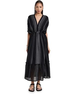lemlem Leliti Plunge Neck Dress - Black