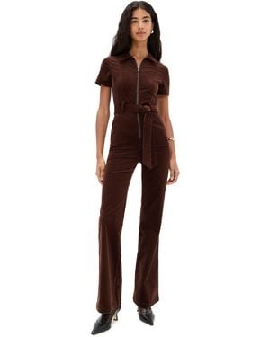 Alice + Olivia Gorgeous Corduroy Wide Leg Jumpsuit - Brown