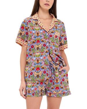 Printfresh Bee Tapestry Short Pj Set - Red