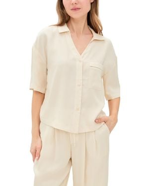 Eberjey Tencel Woven Short Sleeve Top - Natural
