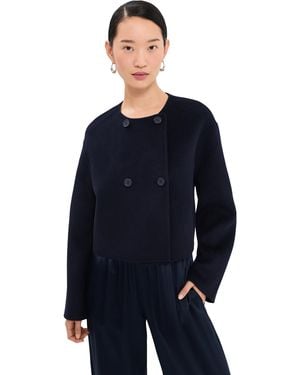 SABLYN Floren Cropped Double Breasted Jacket - Blue