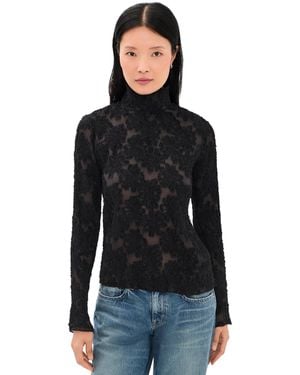 Ganni Pleated Fil Coupe Turtleneck - Black