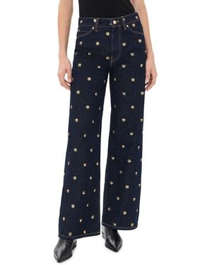 Ulla Johnson The Willow Embellished Wide Leg Jeans - Blue