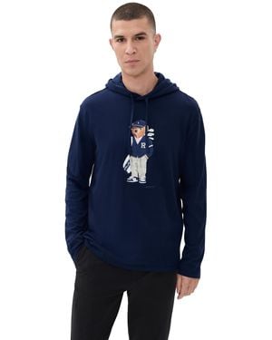 Ralph Lauren Long Sleeve Novelty Bear Hooded T-Shirt - Blue