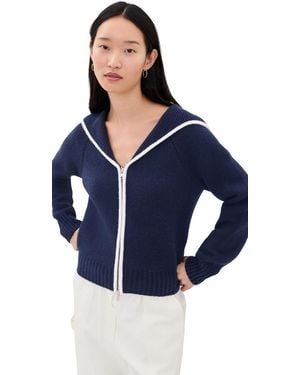 GOOD AMERICAN The Knit Sailor Zip Up - Blue