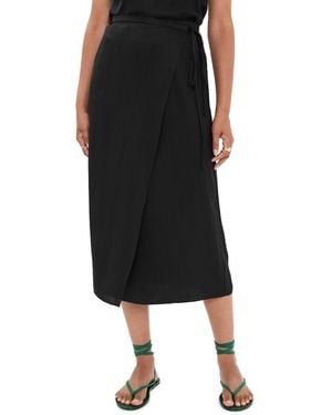Tibi Summer Slip Wrap Skirt - Black