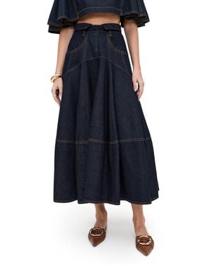 Zimmermann Hypnotic Denim Midi Skirt - Blue