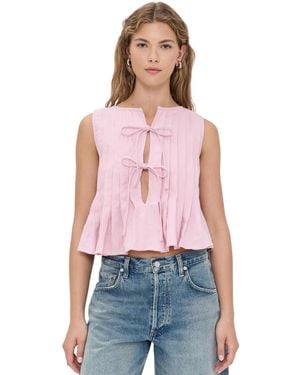 Vrg Grl Valeria Linen Top - Red