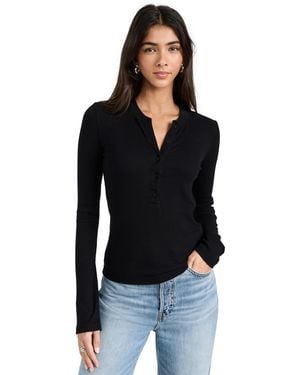 Cotton Citizen Verona Long Sleeve Henley - Black