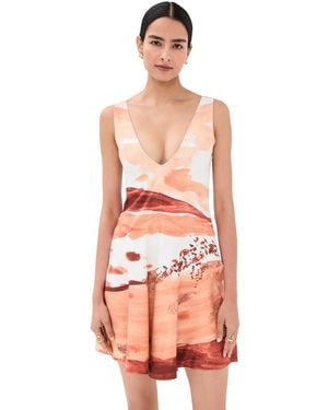 JW Anderson Printed V Neck Mini Dress - Orange