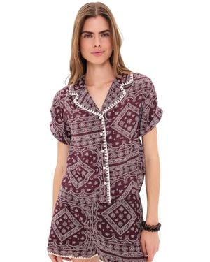 Veronica Beard Ilene Button Down Shirt - Red
