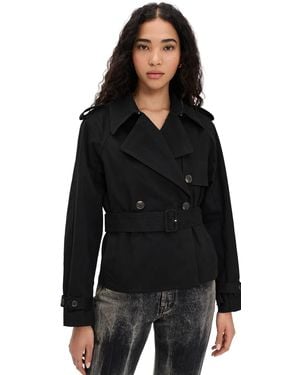 GOOD AMERICAN Cropped Trench Jacket - Black