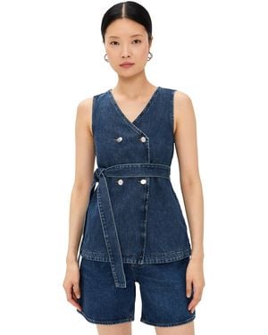 ALIGNE Jate Denim Wrap Waistcoat Vest - Blue