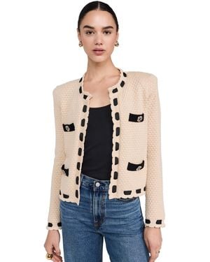 L'Agence Astor Contrast Trim Cardigan - Blue