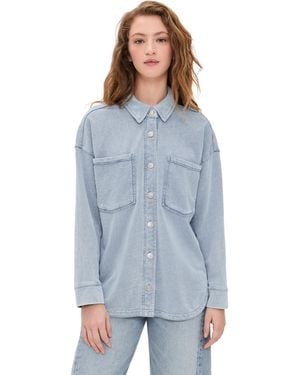 Z Supply All Day Knit Denim Shirt - Blue