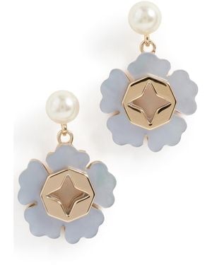 Tory Burch Forget Me Not Pearl Drop Earrings - White