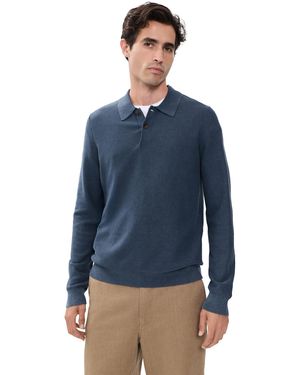 Faherty Lightweight Sunwashed Sweater Polo - Blue