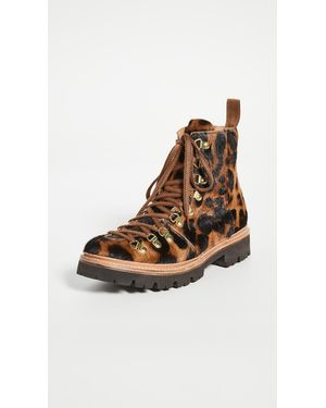 Grenson Nanette Leopard Print Pony Hiking Style Boots - Brown