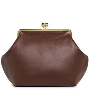 COACH Glovetanned Leather Large Kisslock Frame Clutch - Brown