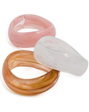 By Adina Eden Pop Of Colour Resin Bangle Set - Pink
